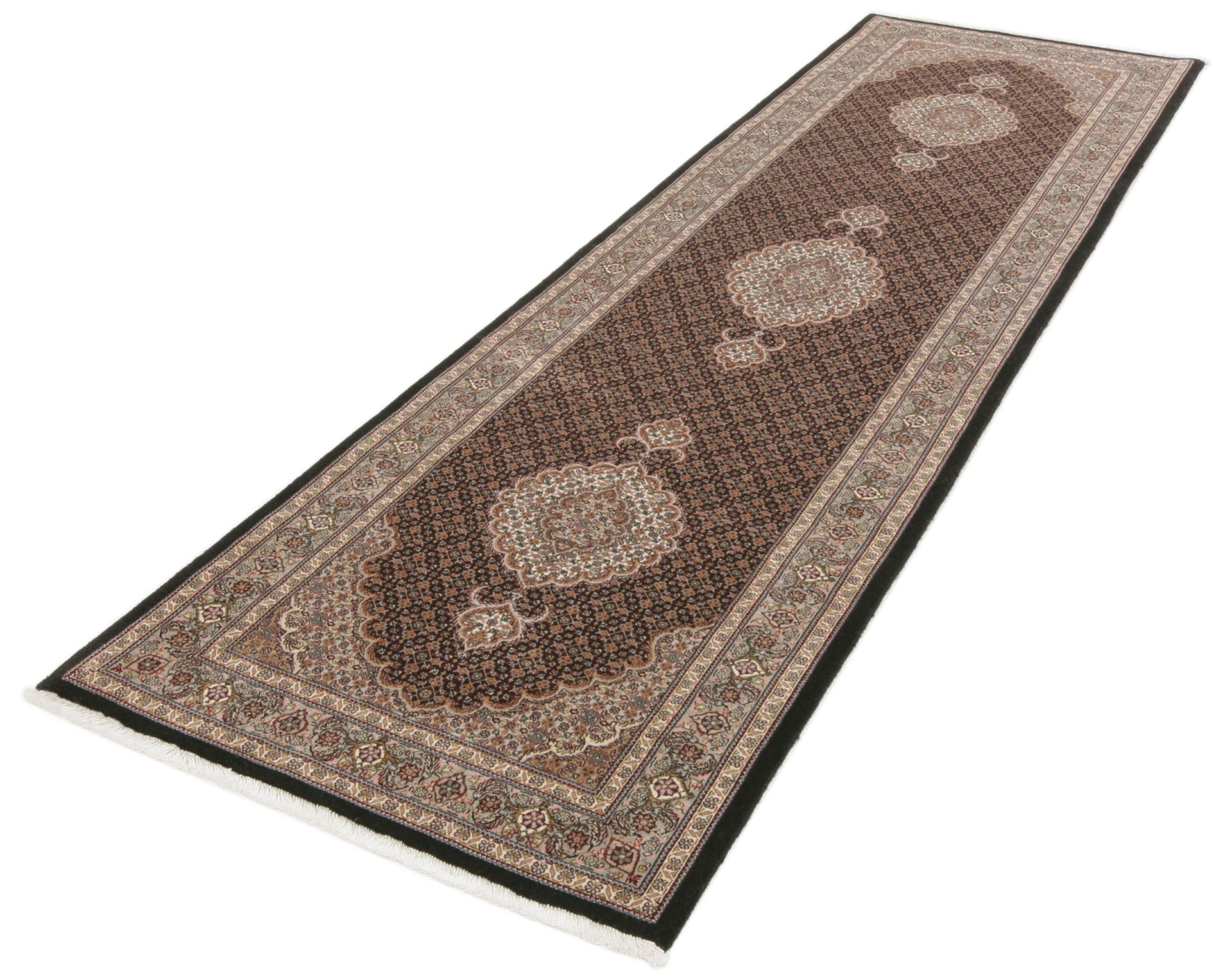 Alternative view of Wool & Silk Tabriz Persian Rug 87 × 300 cm, hand-knotted