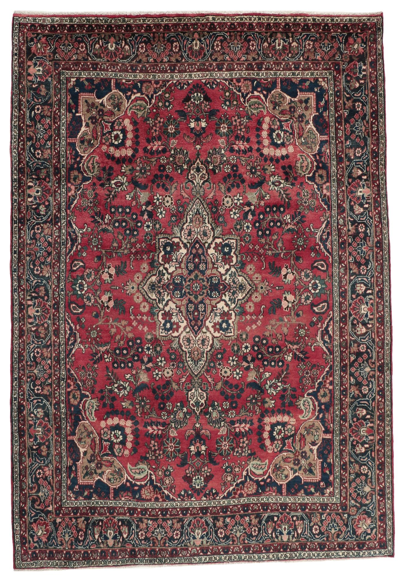 Hand-Knotted Hamadan Persian Rug, 212 × 312 cm