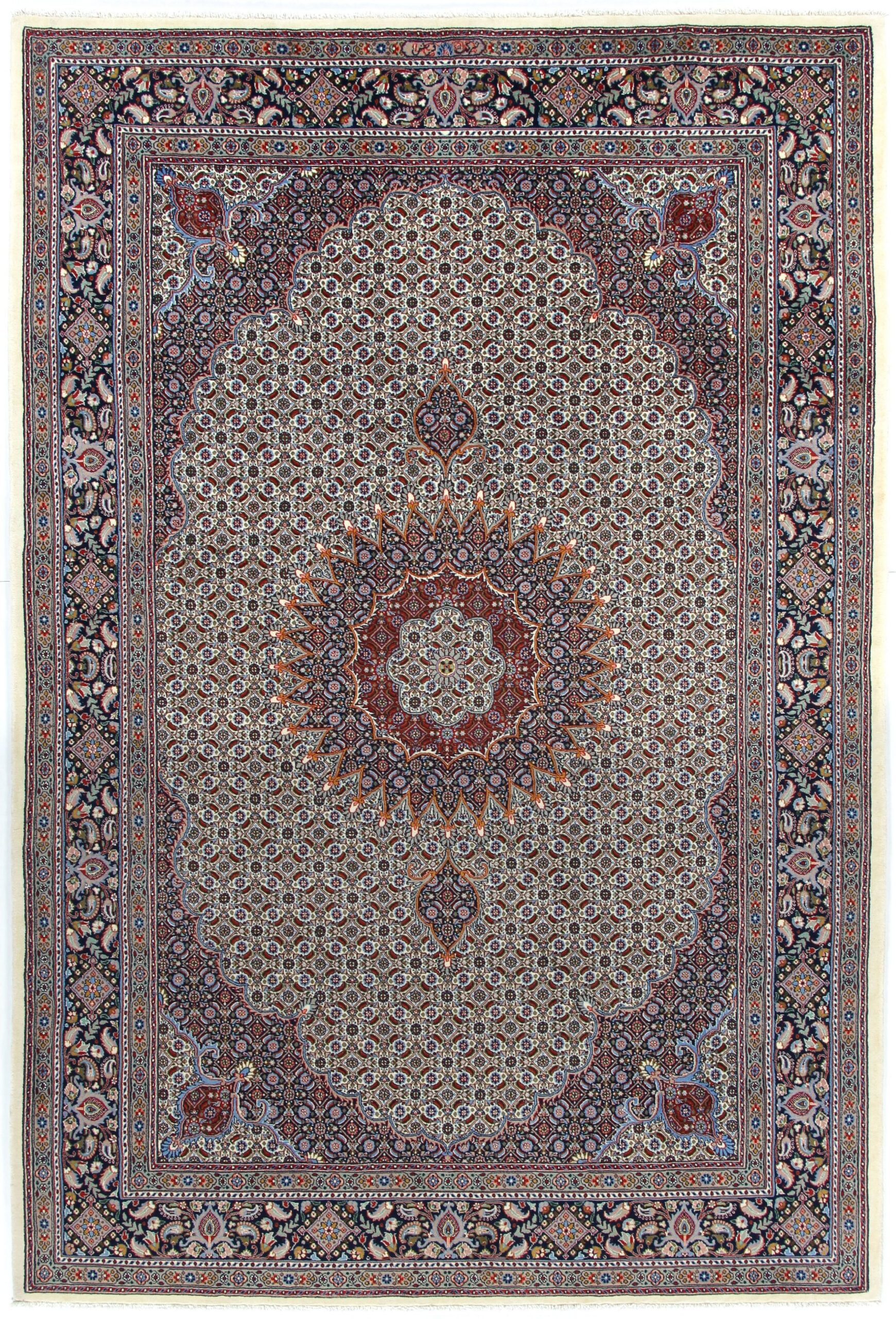 Hand-Knotted Moud Persian Rug, 205 × 298 cm, Wool
