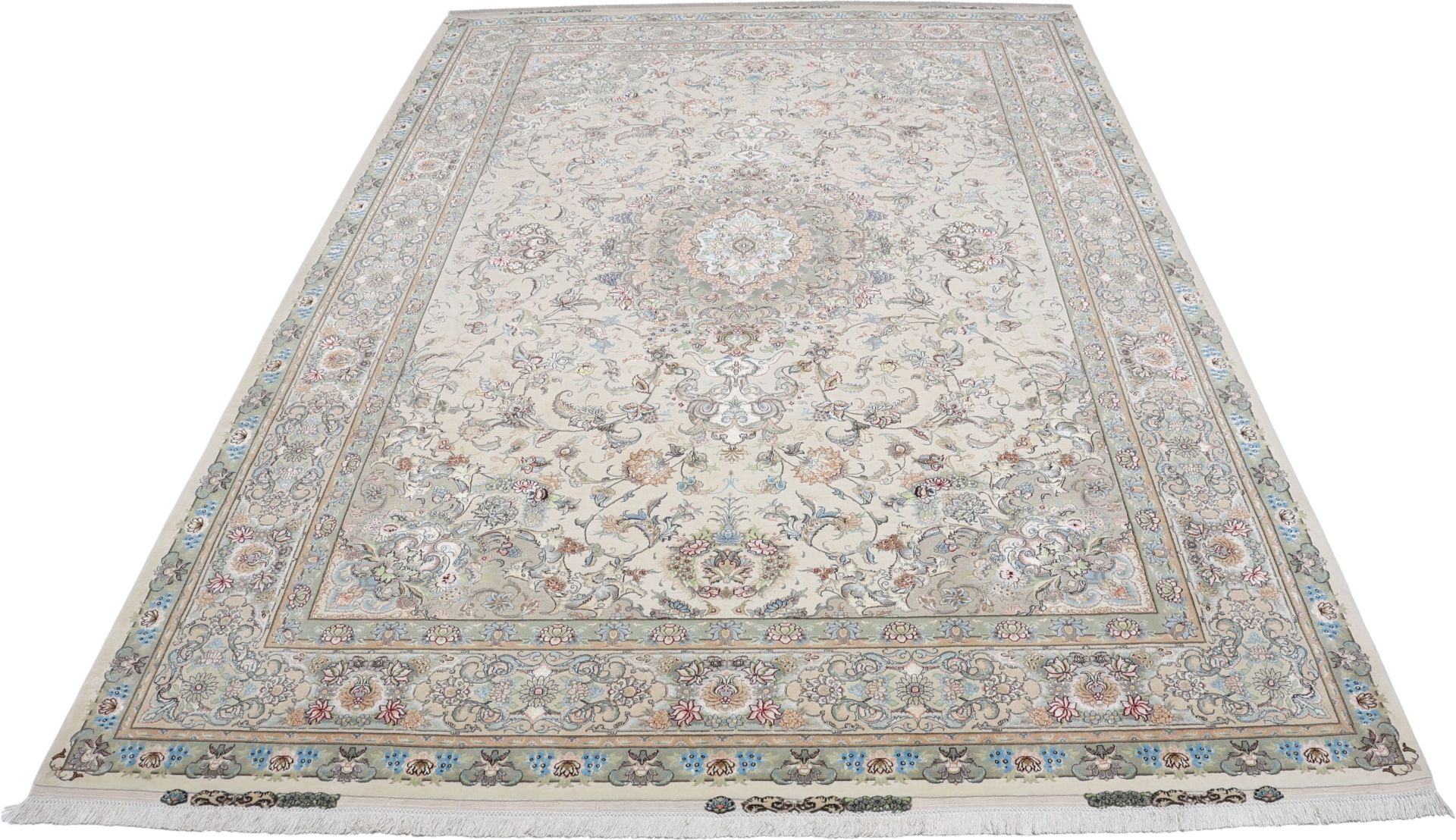 Alternative view of Wool & Silk Tabriz Persian Rug 245 × 352 cm, hand-knotted