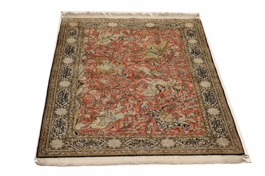 Alternative view of Antique Qom Persian Rug 164 × 104 cm, Silk