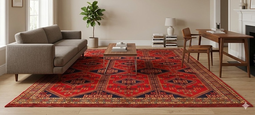 Alternative view of Wool Turkmen Persian Rug 385 × 300 cm, hand-knotted