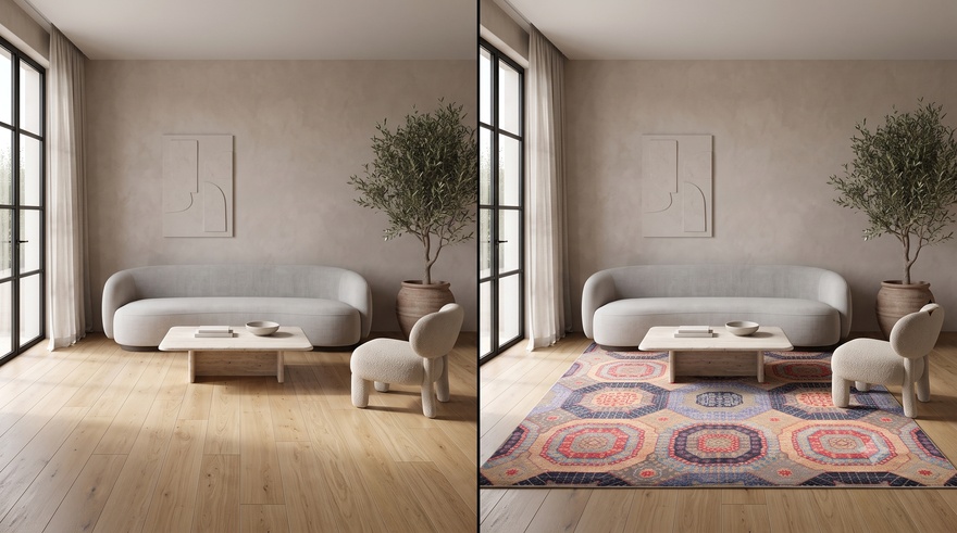Alternative view of Hand-Knotted Indian Rug, 298 × 200 cm, Wool