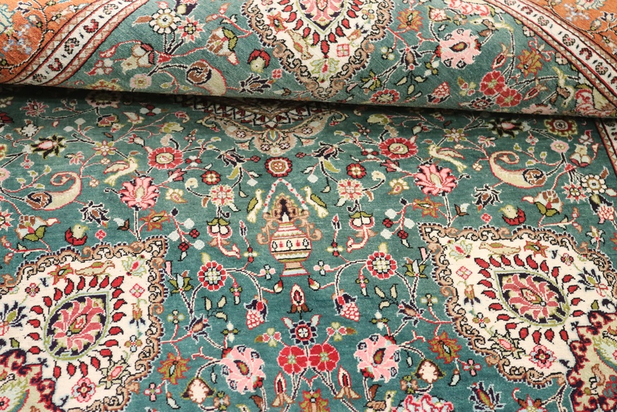 Alternative view of Hand-Knotted Qom Persian Rug, 151 × 102 cm, Silk