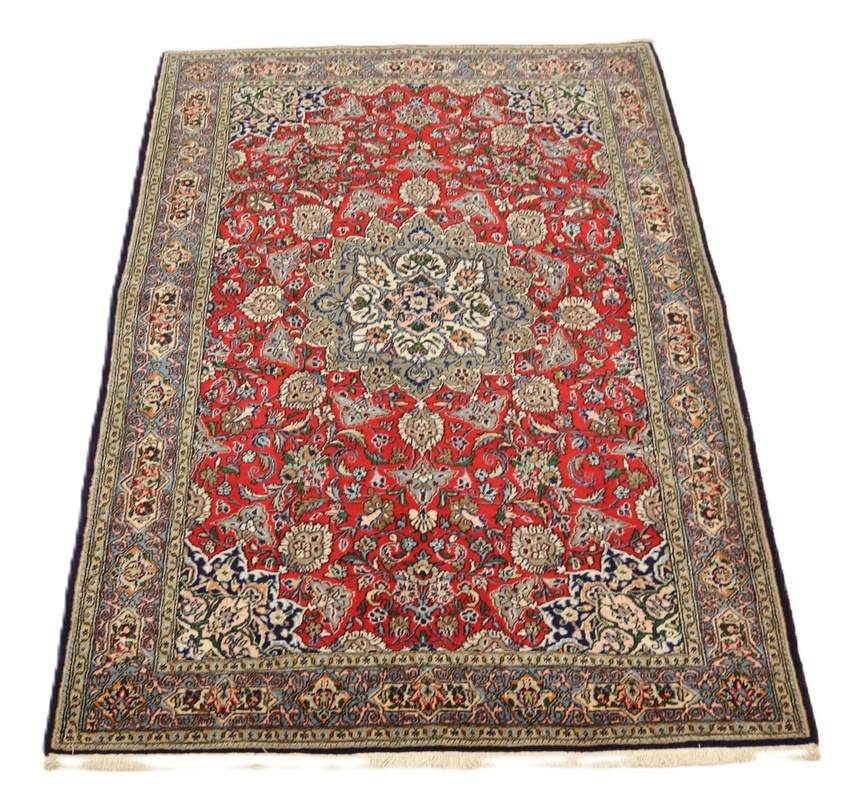 Alternative view of Hand-Knotted Qom Persian Rug, 220 × 144 cm, Wool