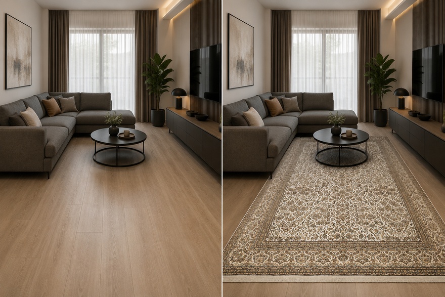 Alternative view of Silk Kashmir Indian Rug 259 × 169 cm, hand-knotted