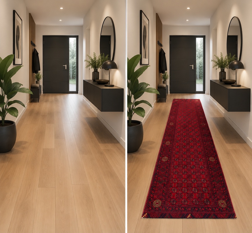 Alternative view of Hand-Knotted Afghan Rug, 284 × 83 cm
