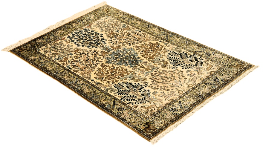 Alternative view of Hand-Knotted Qom Persian Rug, 158 × 100 cm, Silk