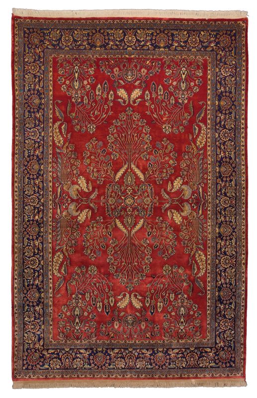 Hand-Knotted Sarouk Indian Rug, 203 × 307 cm, Wool