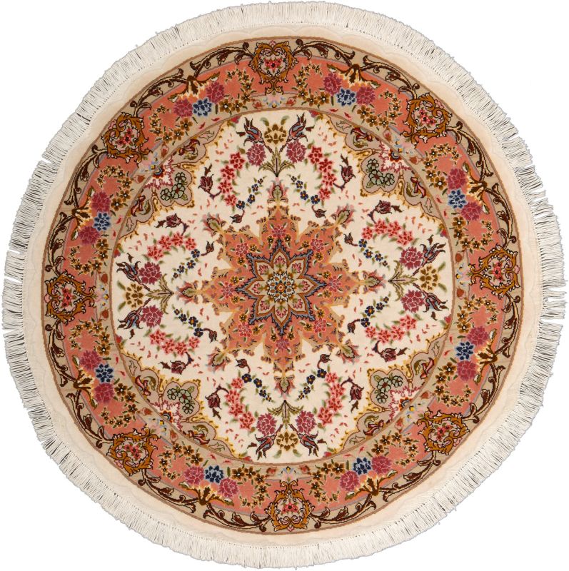 Wool & Silk Tabriz Persian Rug 103 × 103 cm, hand-knotted