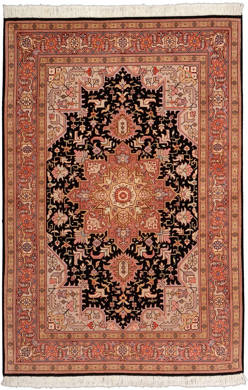 Wool & Silk Tabriz Persian Rug 103 × 153 cm, hand-knotted
