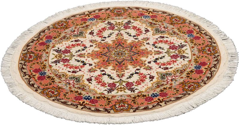 Alternative view of Wool & Silk Tabriz Persian Rug 103 × 103 cm, hand-knotted
