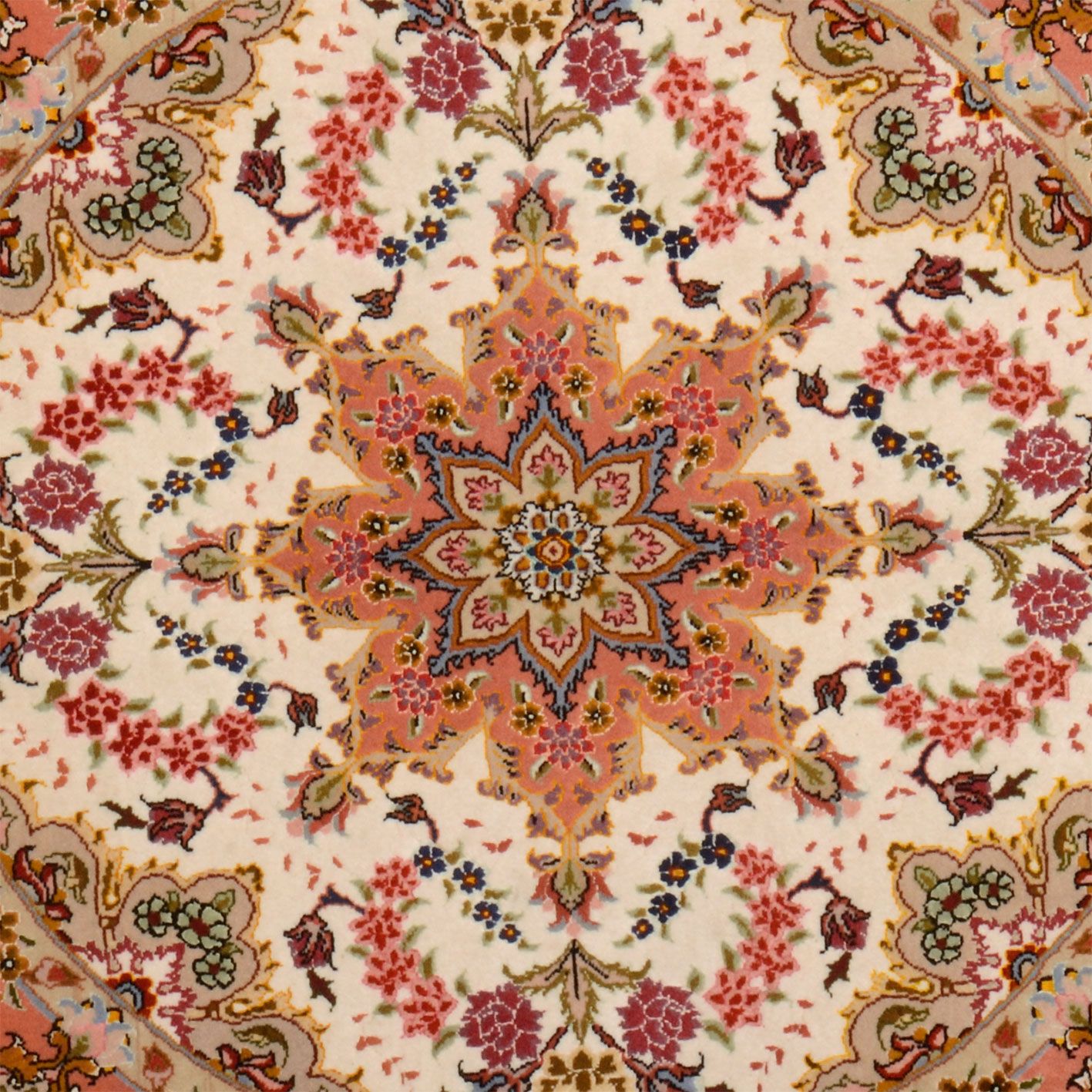Wool & Silk Tabriz Persian Rug 103 × 103 cm, hand-knotted - Image 4