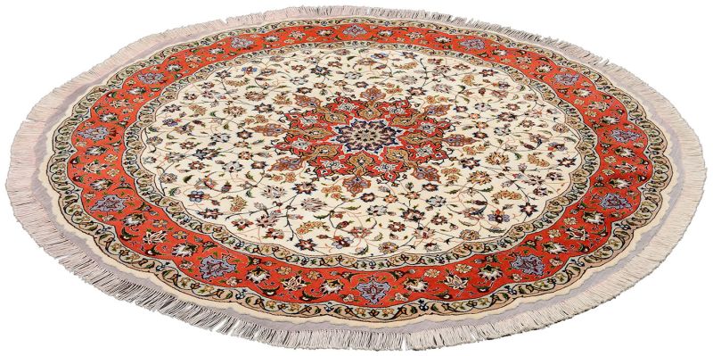 Alternative view of Wool & Silk Tabriz Persian Rug 200 × 200 cm, hand-knotted