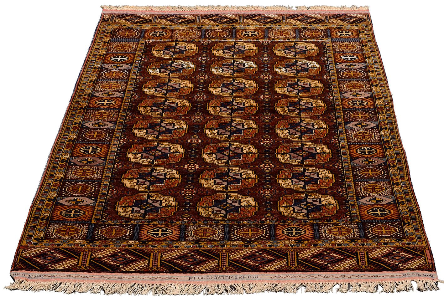 Alternative view of Hand-Knotted Turkmen Afghan Rug, 114 × 169 cm, Wool & Silk