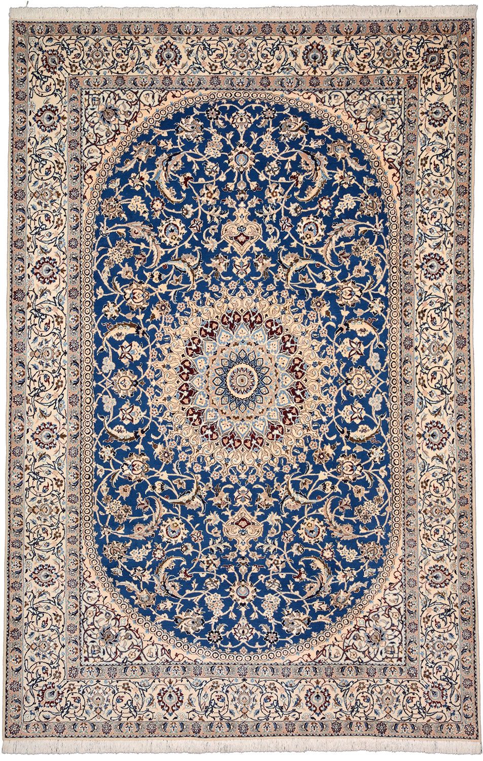 Nain Persian Rug 202 × 310 cm in Wool & Silk, hand-knotted