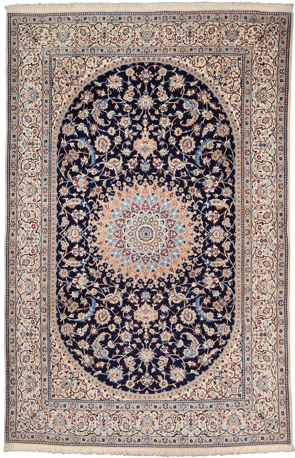 Nain Persian Rug 206 × 312 cm in Wool & Silk, hand-knotted