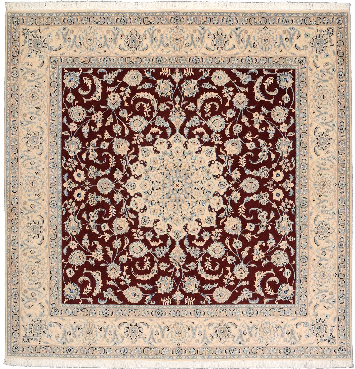Nain Persian Rug 200 × 201 cm in Wool & Silk, hand-knotted