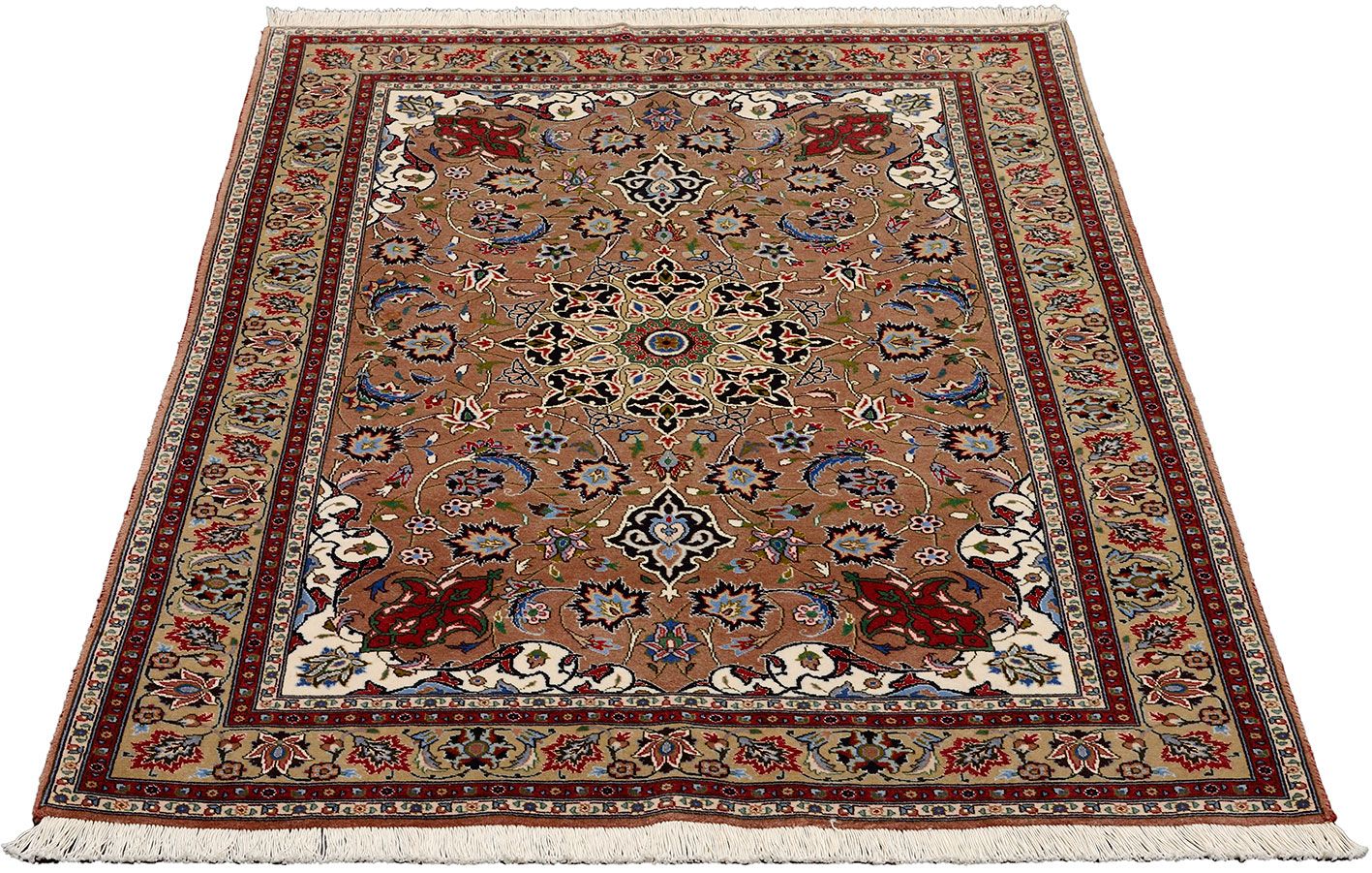 Alternative view of Wool & Silk Tabriz Persian Rug 100 × 150 cm, hand-knotted