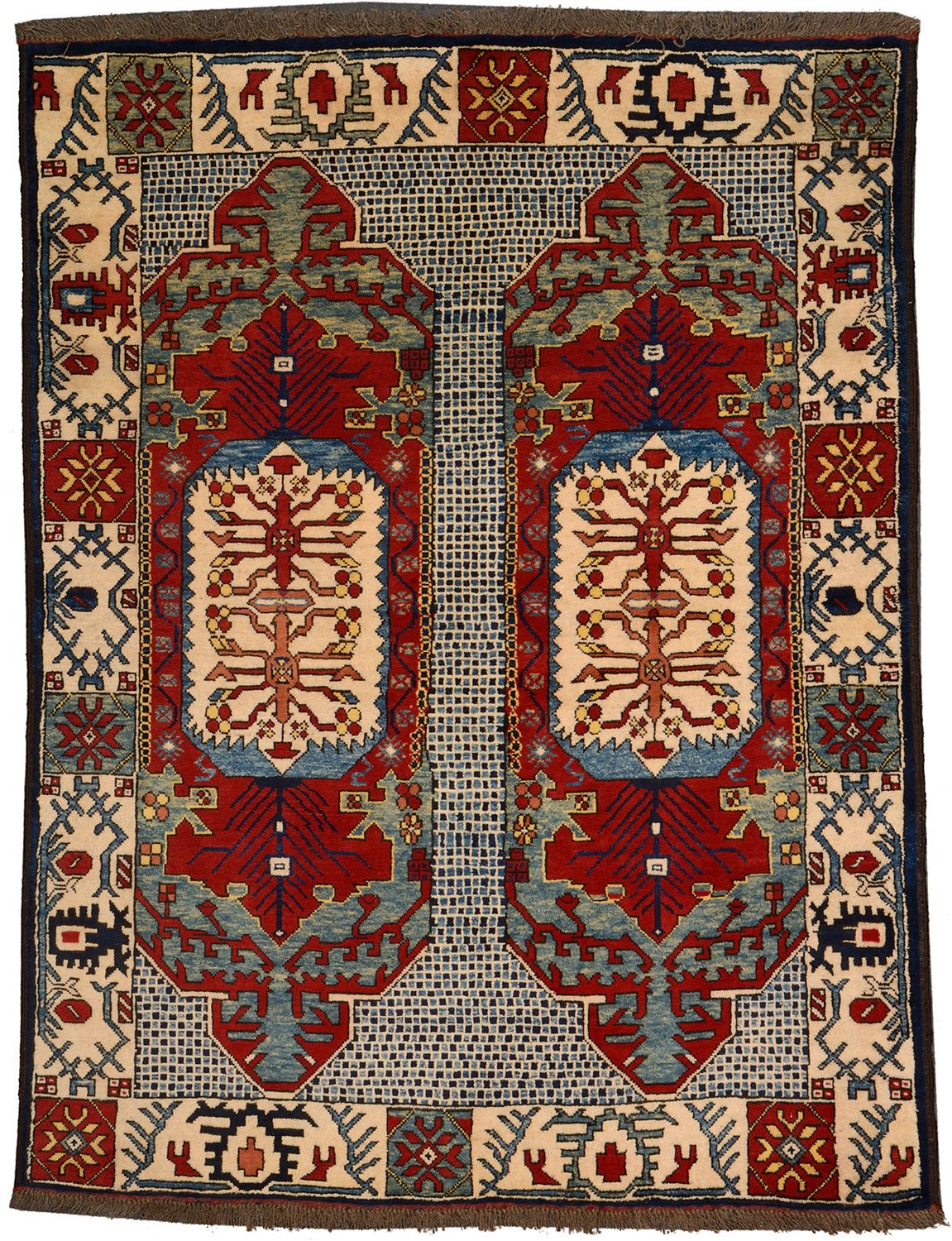 Hand-Knotted Afghan Rug, 125 × 178 cm, Wool