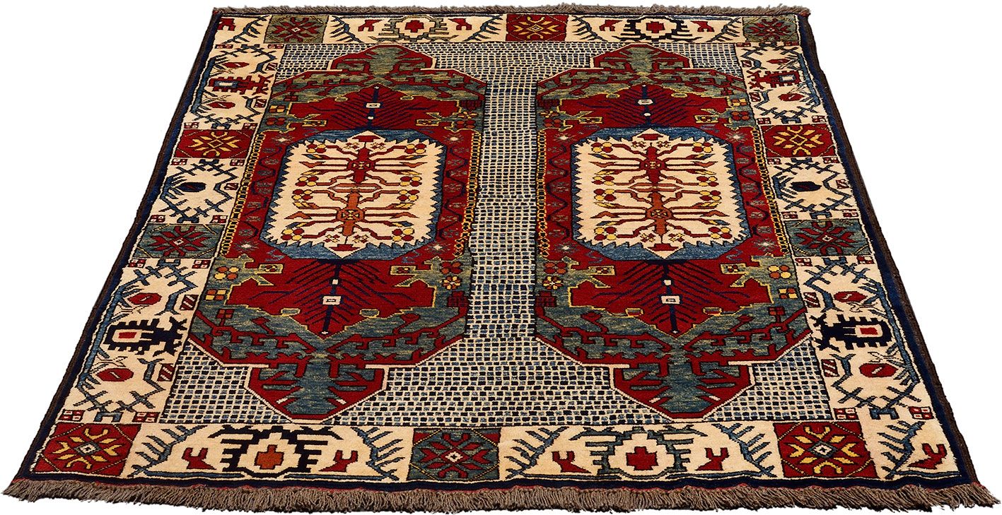 Alternative view of Hand-Knotted Afghan Rug, 125 × 178 cm, Wool