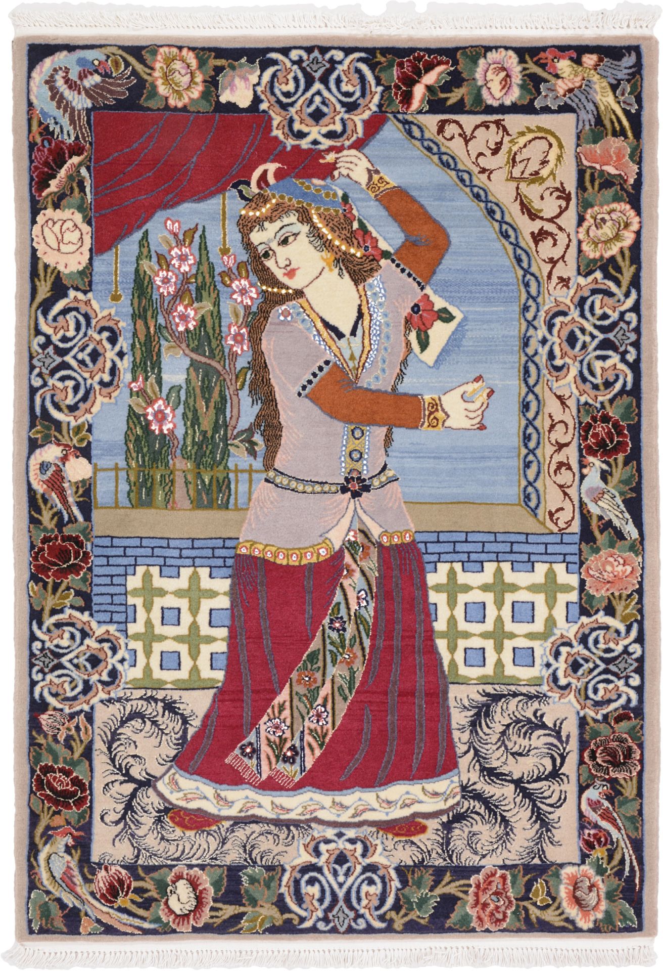 Hand-Knotted Isfahan Persian Rug, 73 × 103 cm, Wool & Silk
