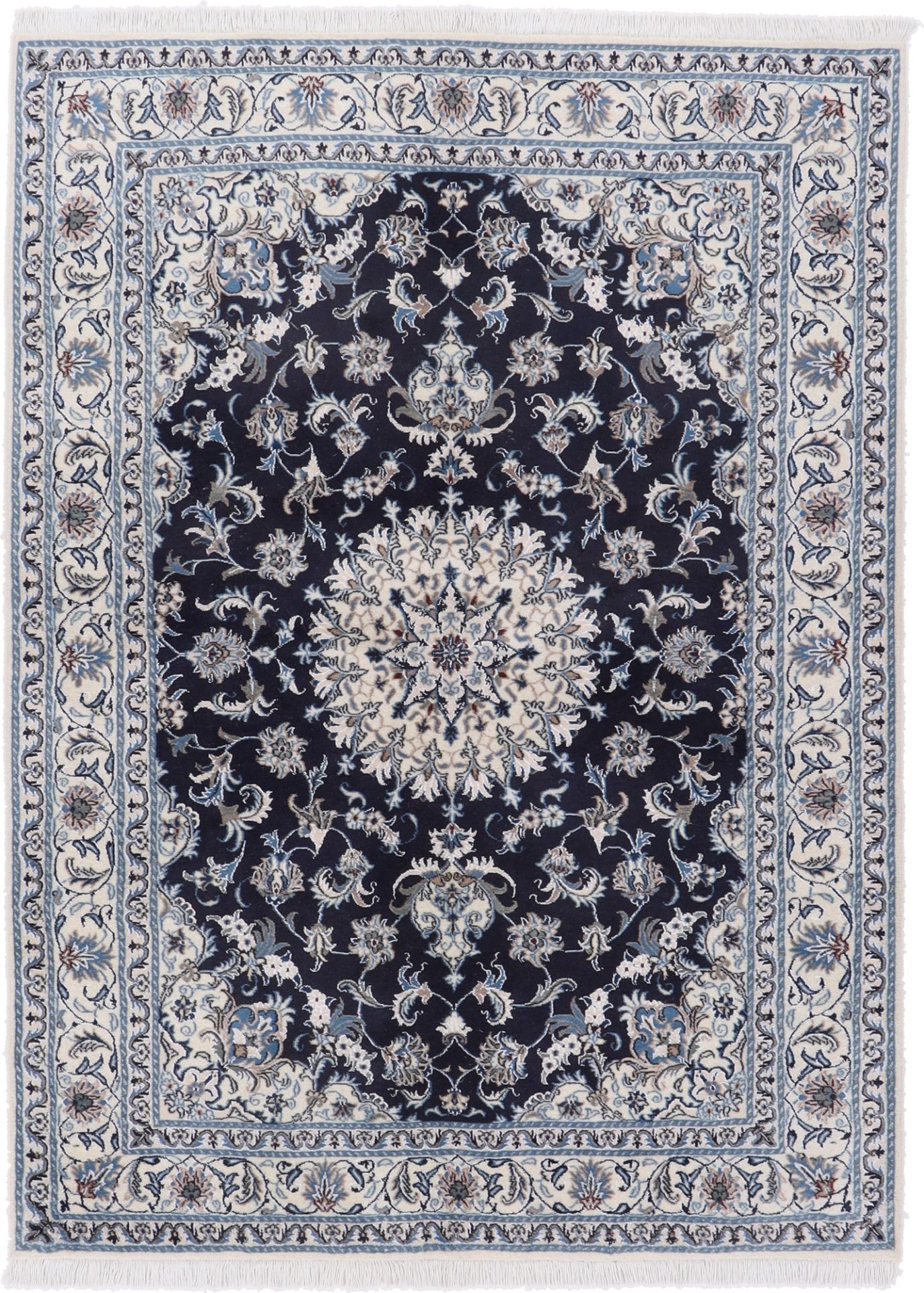 Hand-Knotted Nain Persian Rug, 170 × 235 cm, Wool & Silk