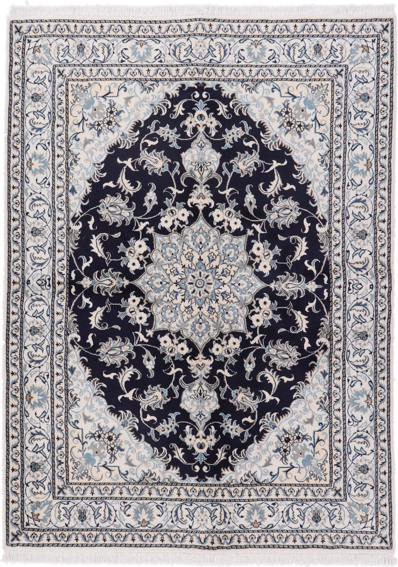 Hand-Knotted Nain Persian Rug, 168 × 238 cm, Wool & Silk