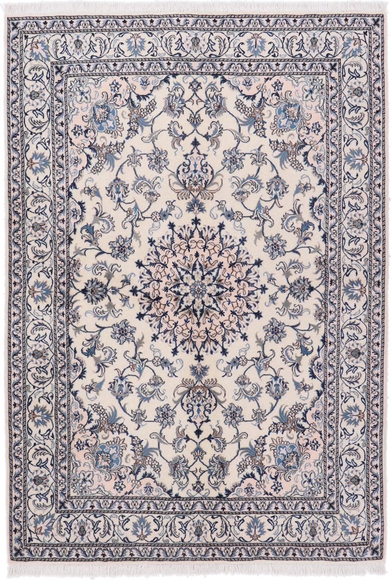 Hand-Knotted Nain Persian Rug, 170 × 245 cm, Wool & Silk