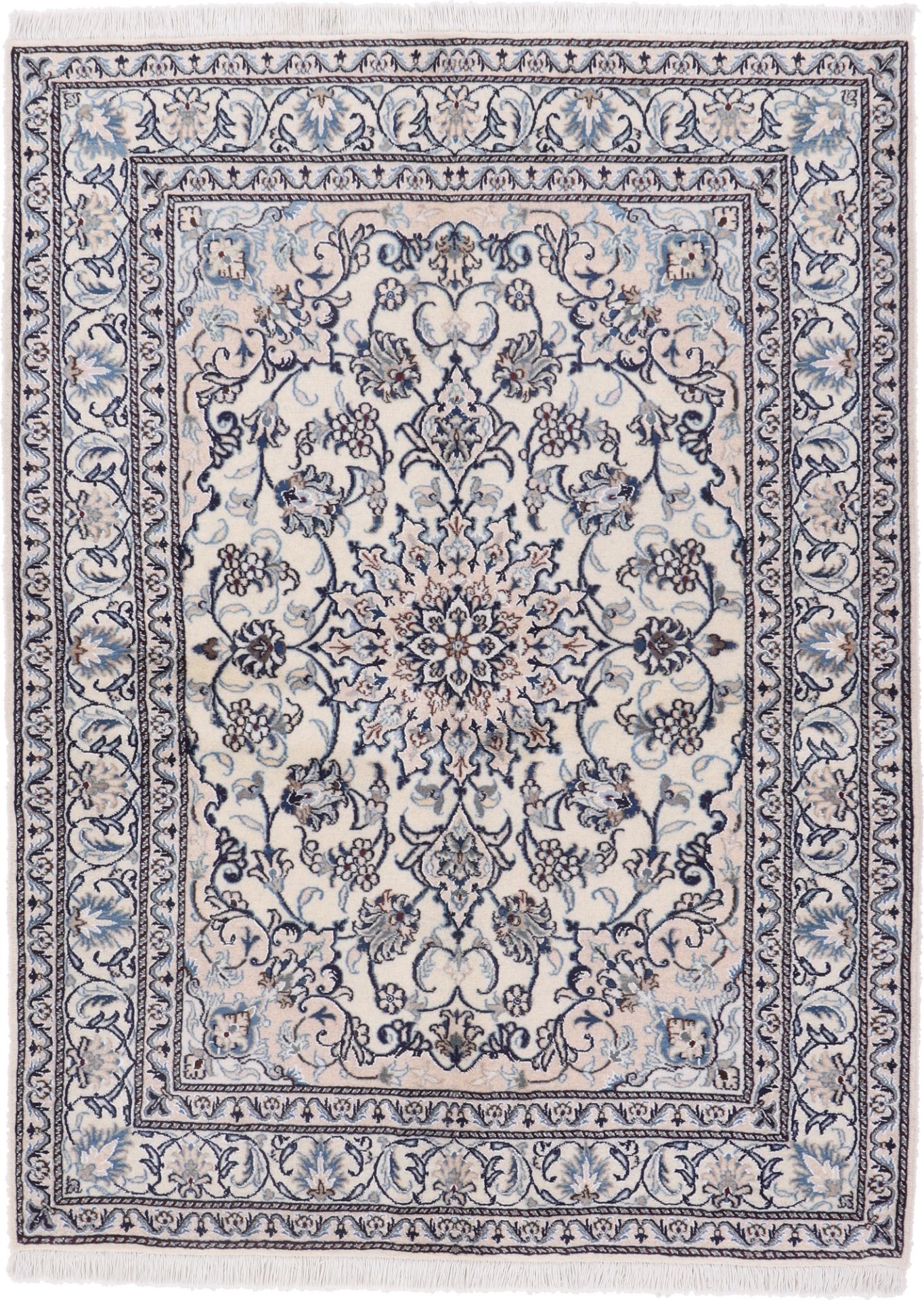Nain Persian Rug 146 × 200 cm in Wool & Silk, hand-knotted