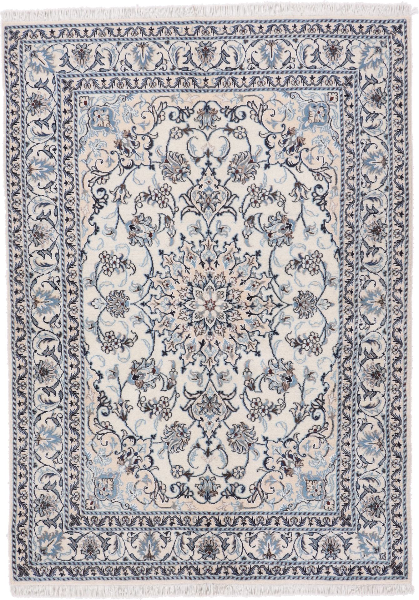 Nain Persian Rug 148 × 205 cm in Wool & Silk, hand-knotted