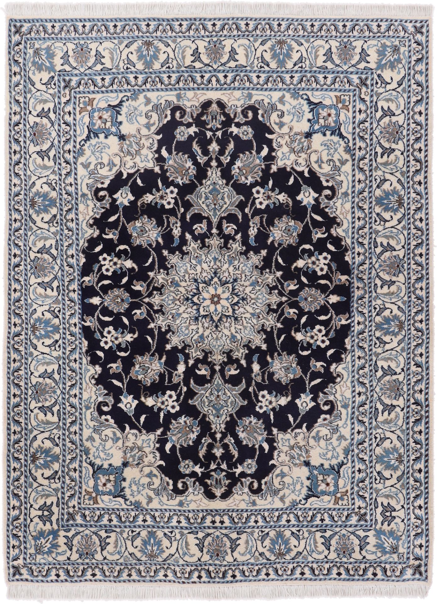 Hand-Knotted Nain Persian Rug, 153 × 204 cm, Wool & Silk