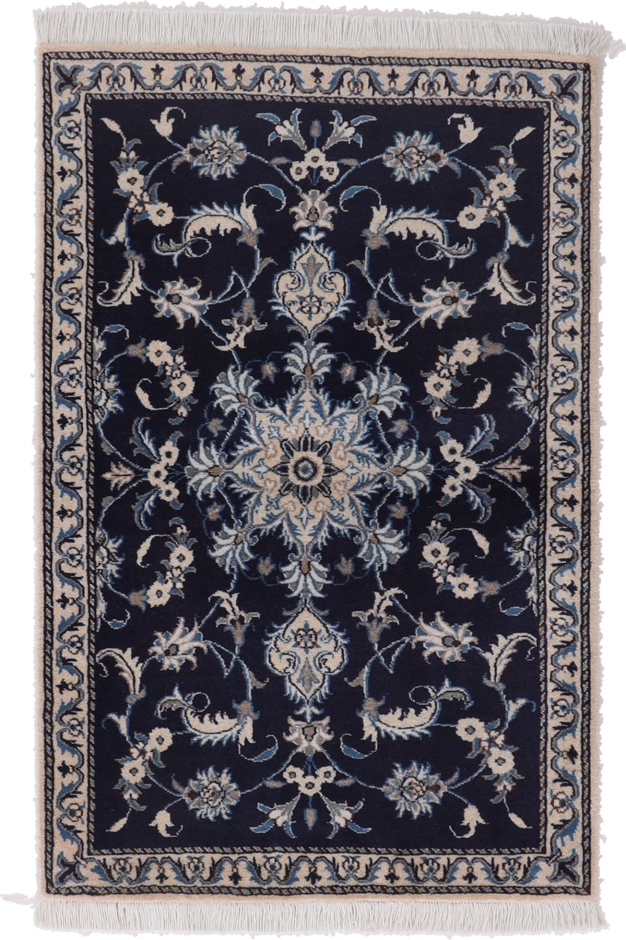 Nain Persian Rug 90 × 140 cm in Wool & Silk, hand-knotted