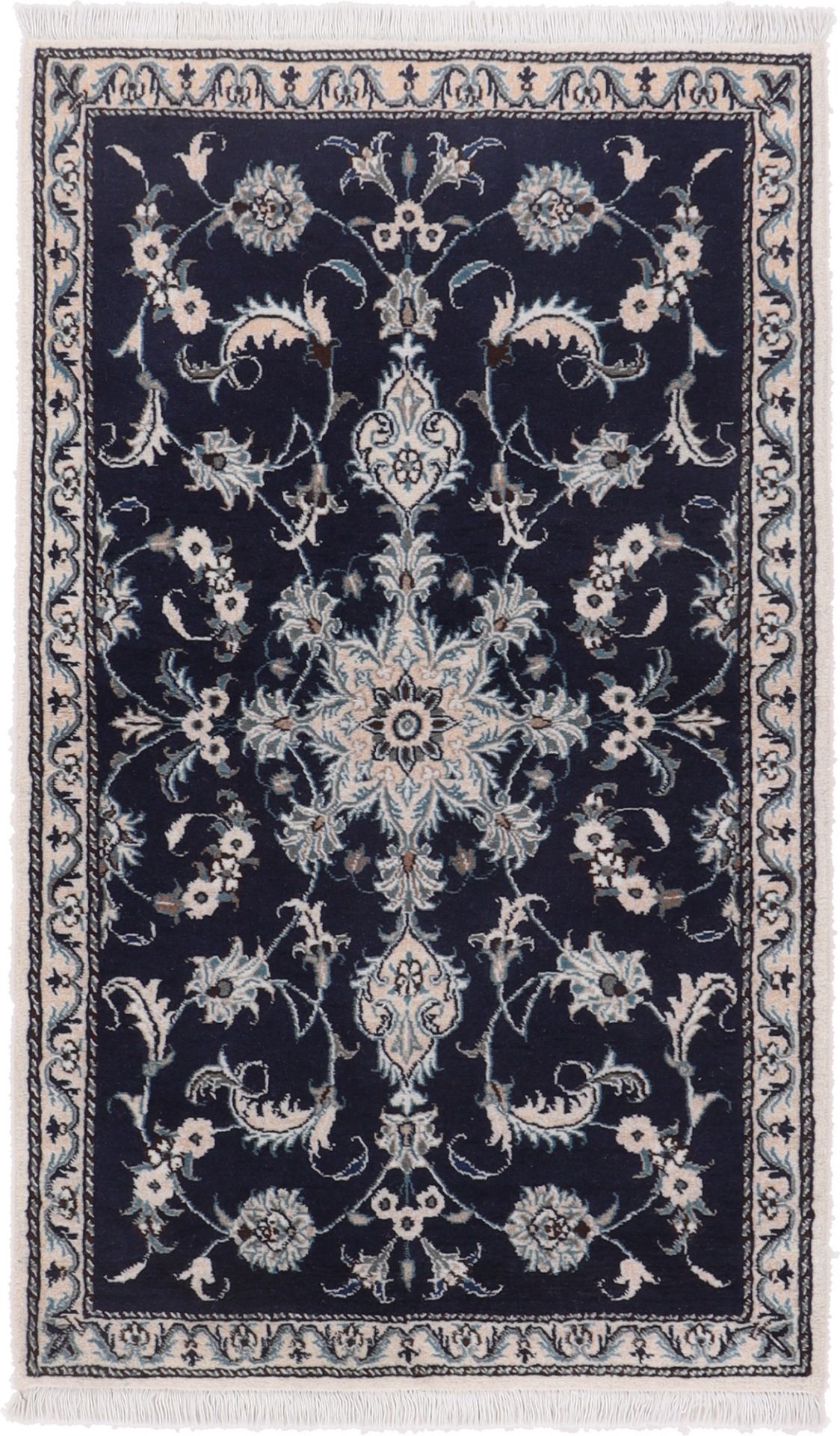 Nain Persian Rug 90 × 140 cm in Wool & Silk, hand-knotted