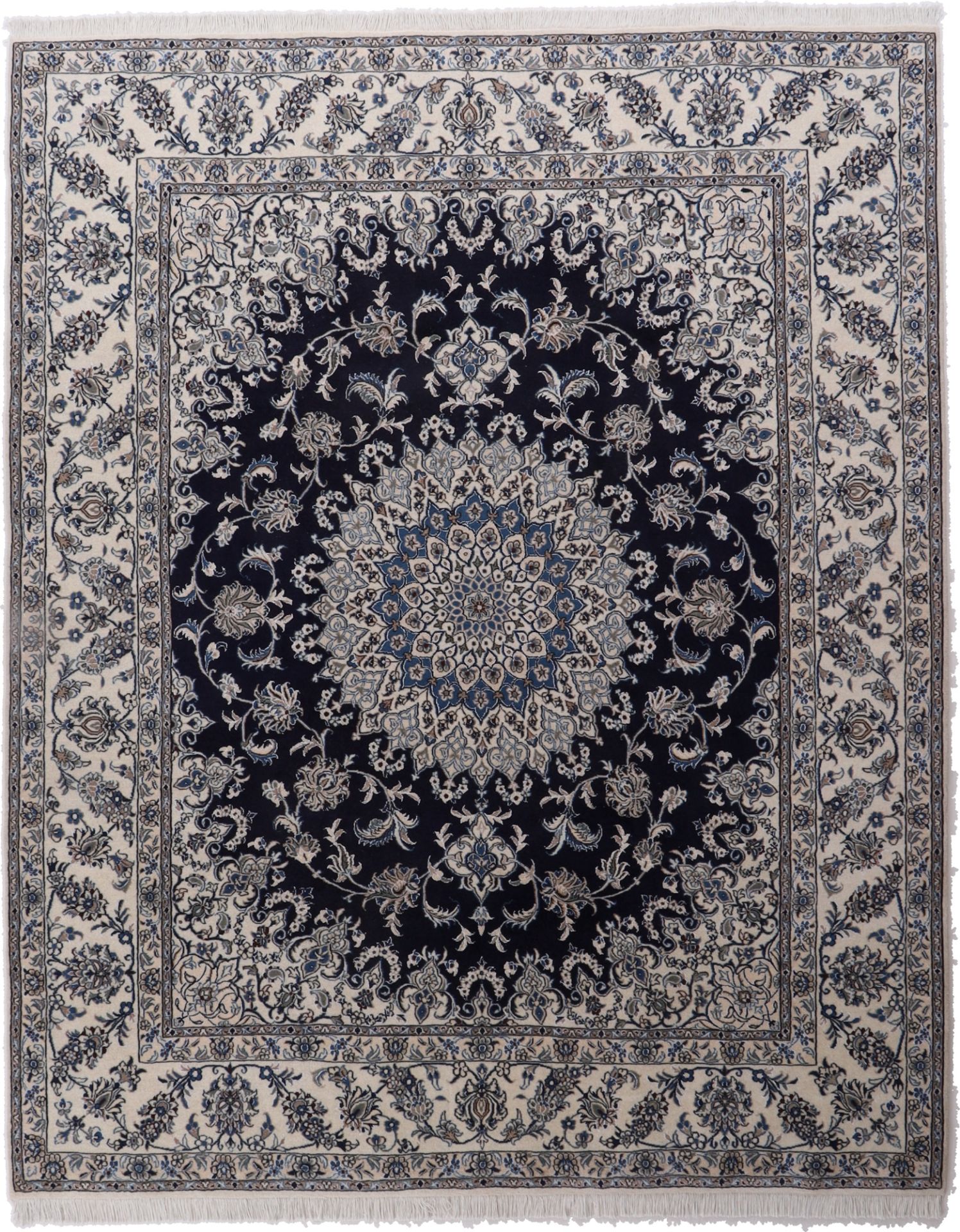 Hand-Knotted Nain Persian Rug, 248 × 304 cm, Wool & Silk