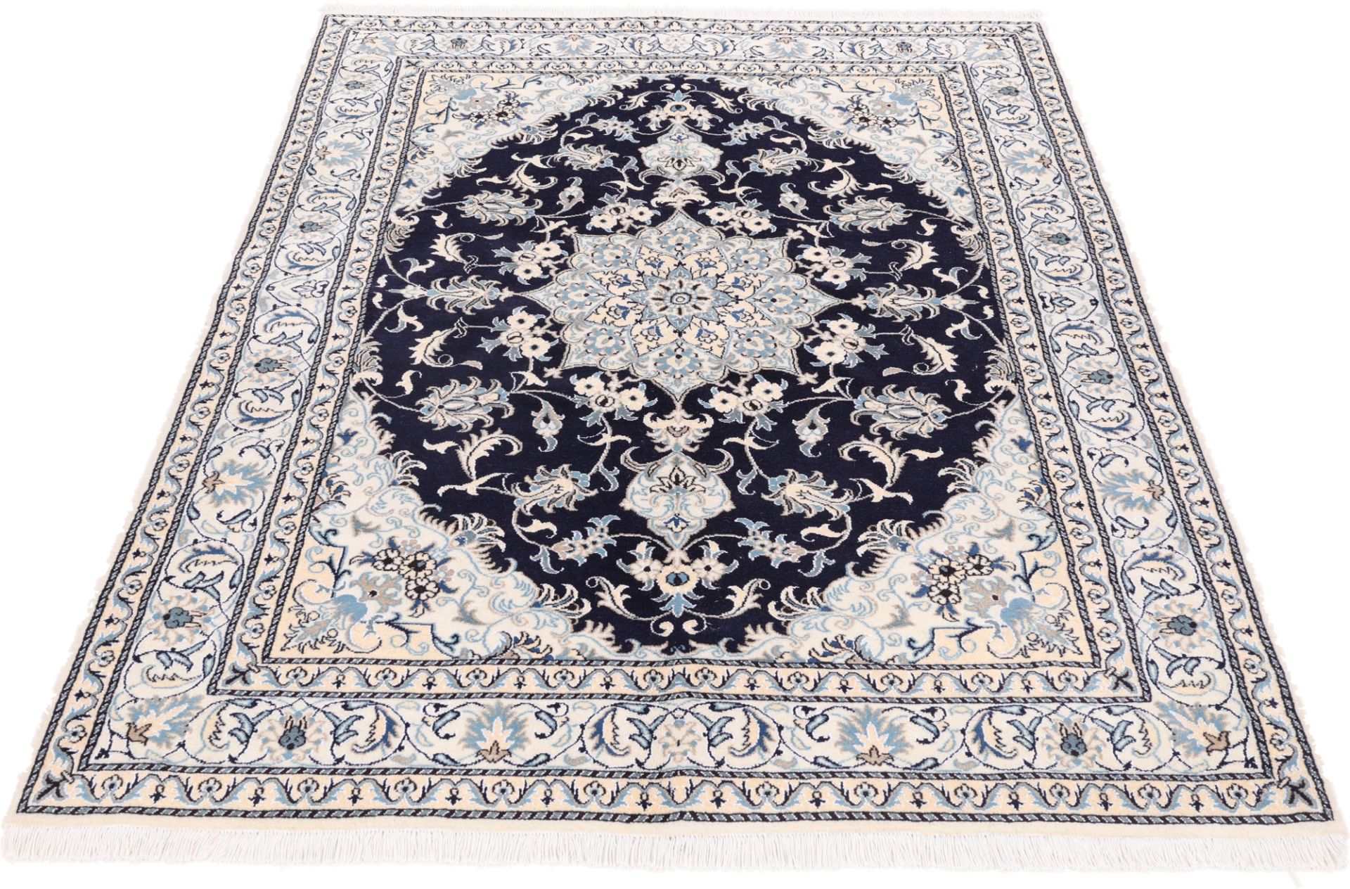 Alternative view of Hand-Knotted Nain Persian Rug, 168 × 238 cm, Wool & Silk