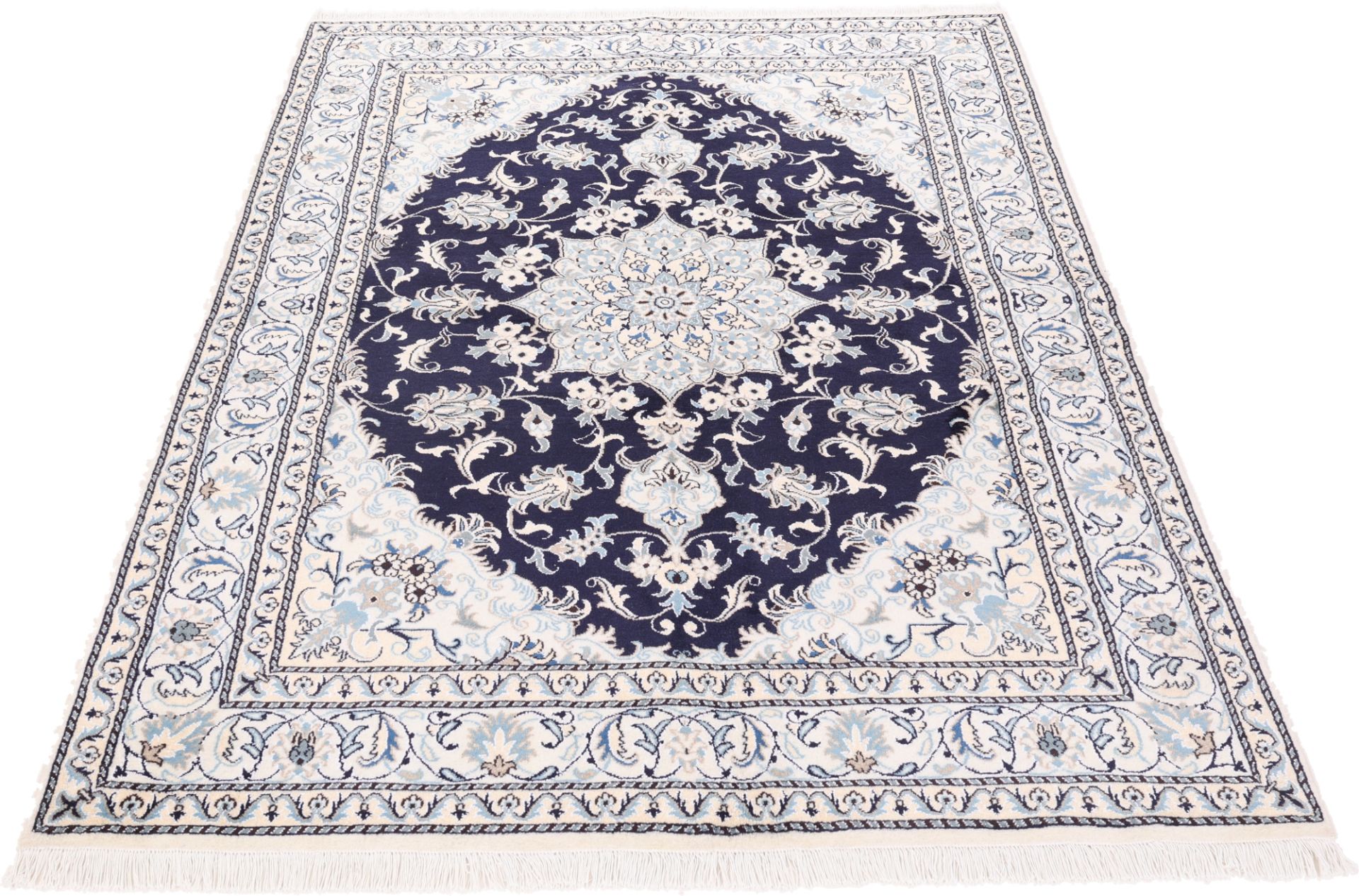 Hand-Knotted Nain Persian Rug, 168 × 238 cm, Wool & Silk - Image 3