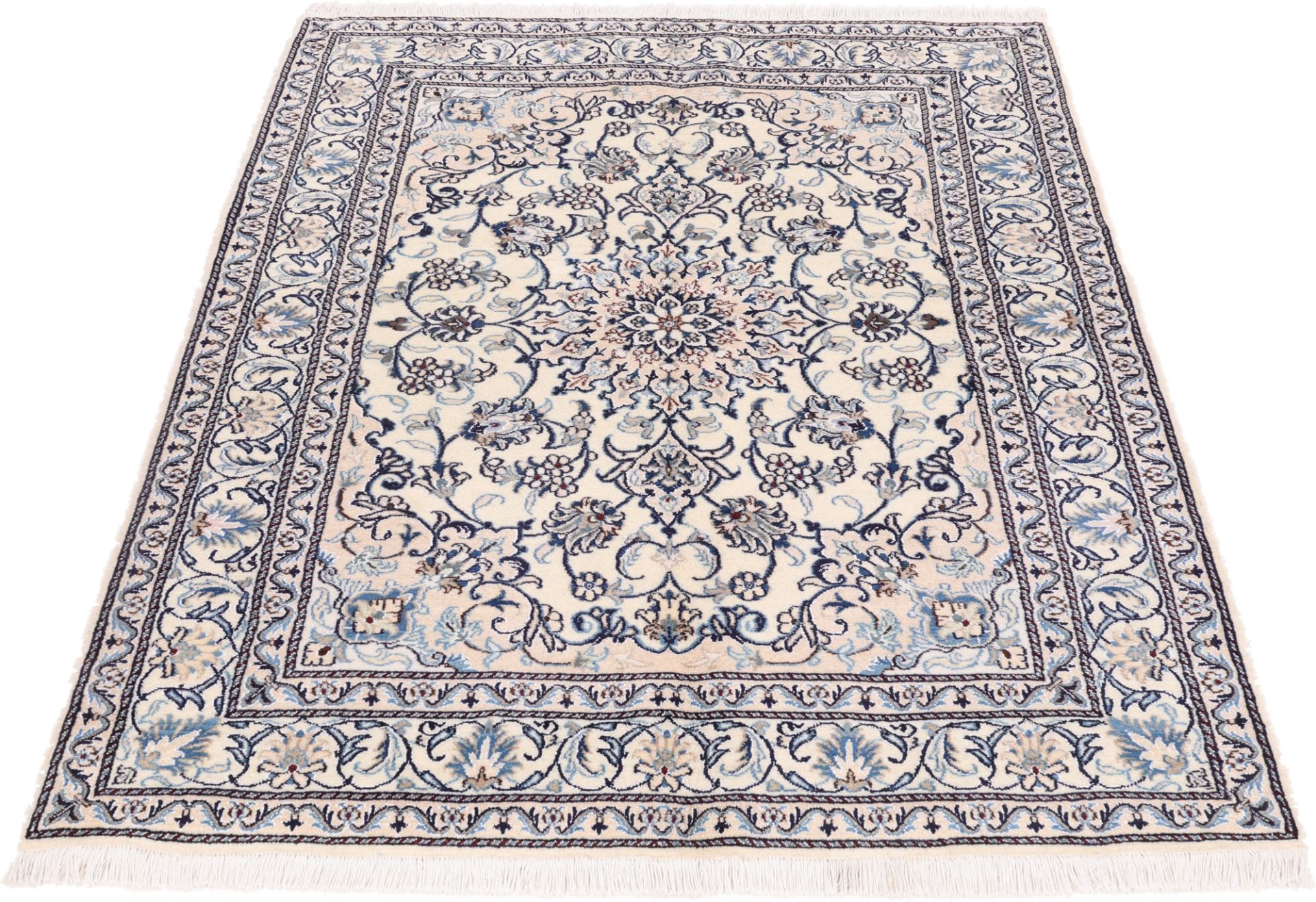 Alternative view of Nain Persian Rug 146 × 200 cm in Wool & Silk, hand-knotted