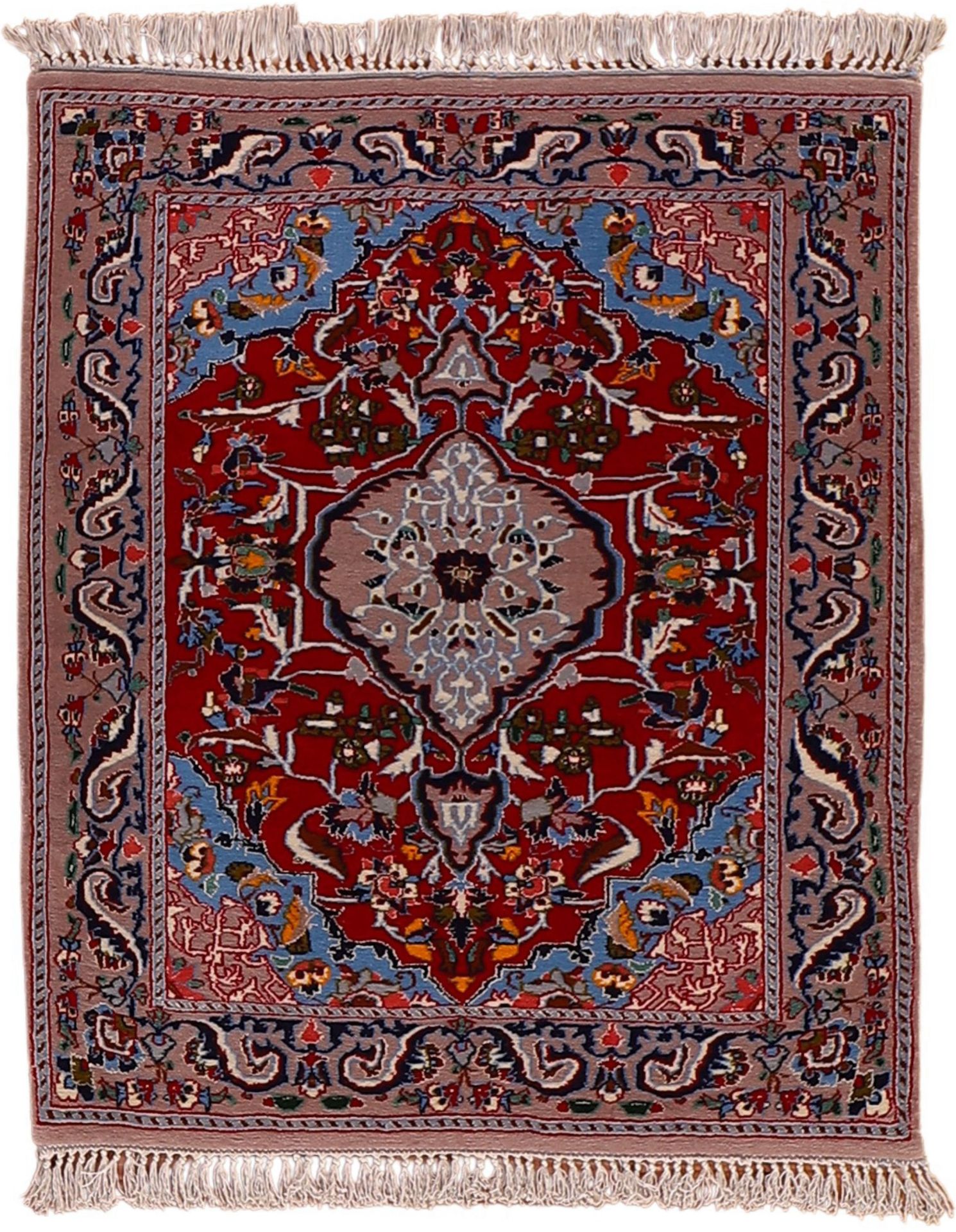 Wool & Silk Isfahan Persian Rug 67 × 82 cm, hand-knotted