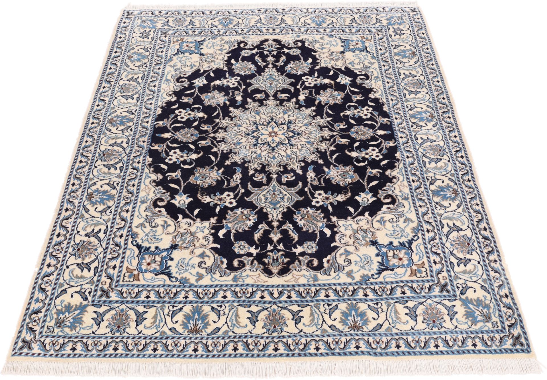 Alternative view of Hand-Knotted Nain Persian Rug, 153 × 204 cm, Wool & Silk