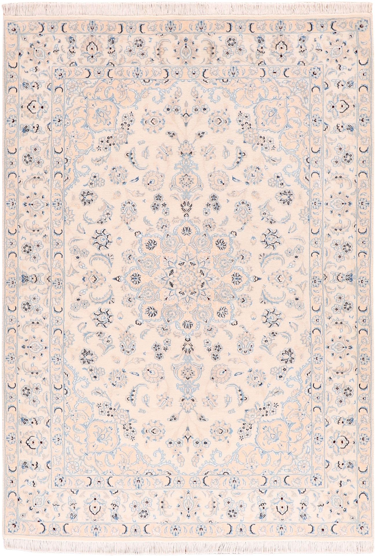 Hand-Knotted Nain Persian Rug, 146 × 209 cm, Wool & Silk