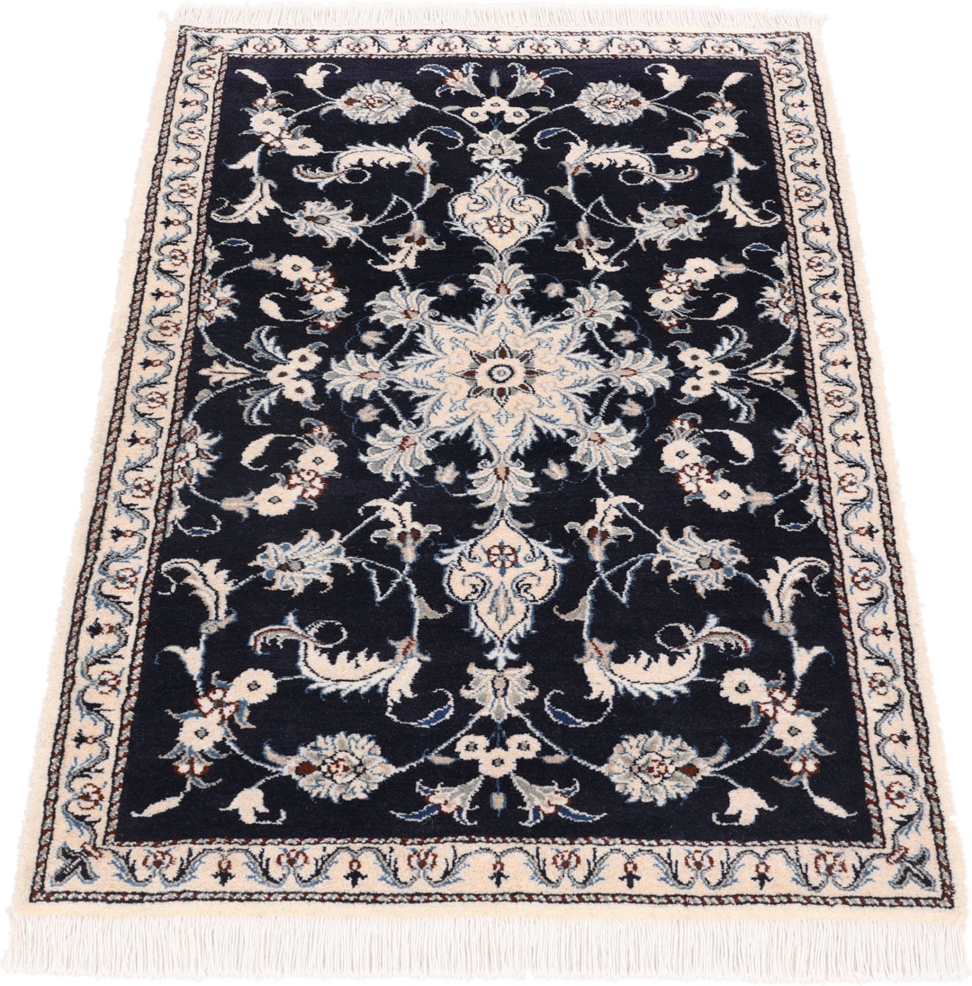 Alternative view of Wool & Silk Nain Persian Rug 90 × 140 cm, hand-knotted