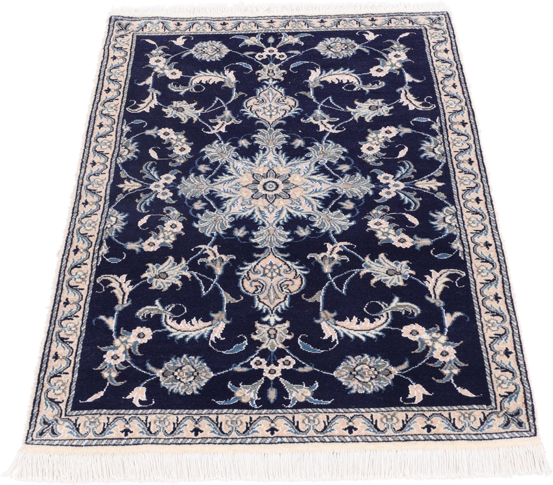 Alternative view of Wool & Silk Nain Persian Rug 90 × 140 cm, hand-knotted