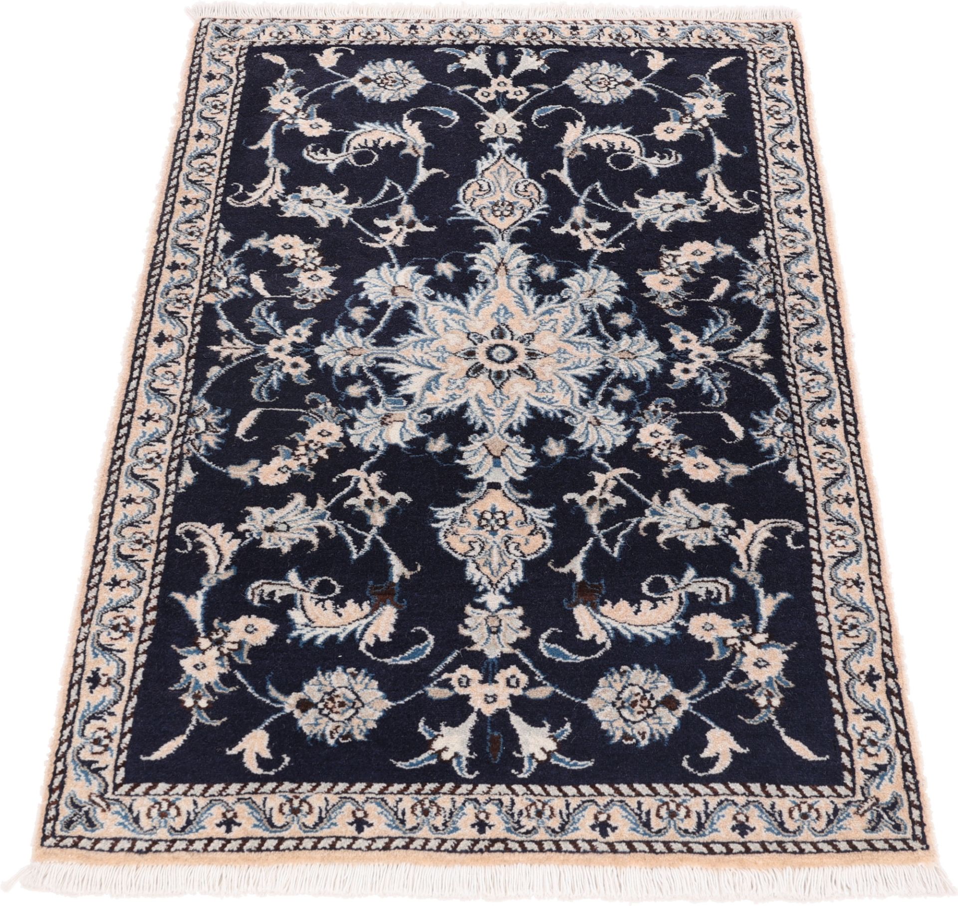 Alternative view of Wool & Silk Nain Persian Rug 90 × 140 cm, hand-knotted