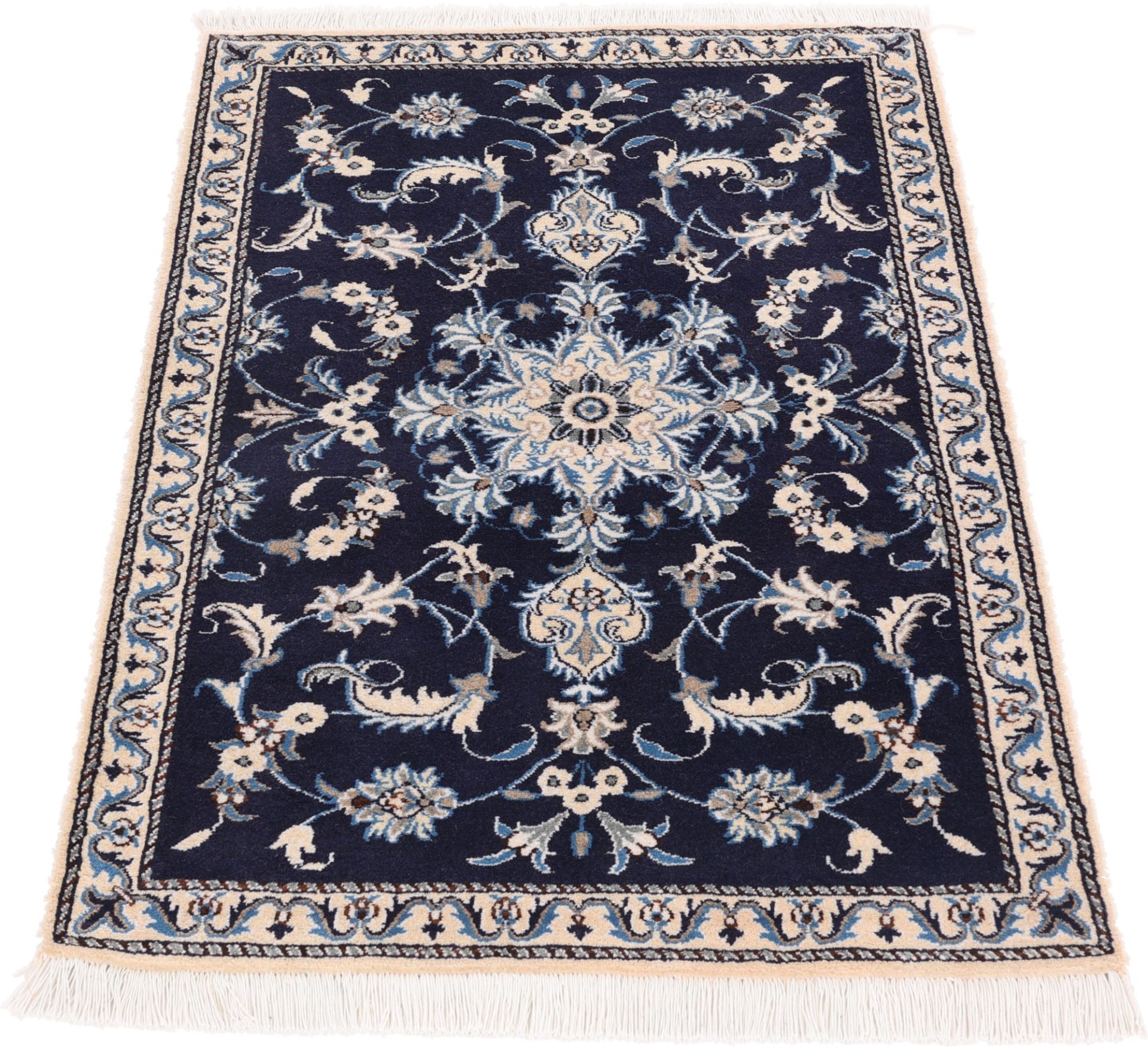 Alternative view of Nain Persian Rug 90 × 140 cm in Wool & Silk, hand-knotted