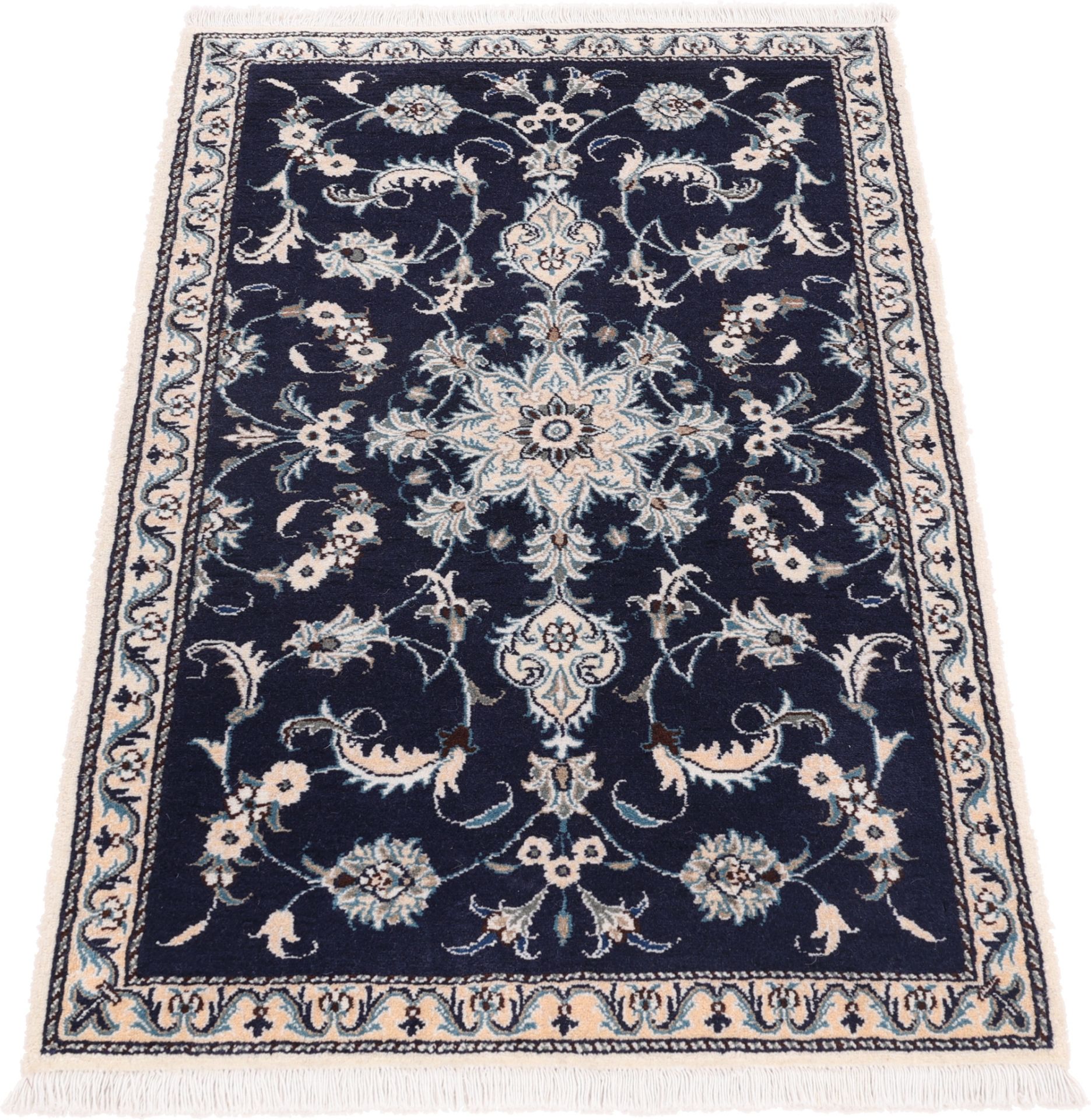 Alternative view of Nain Persian Rug 90 × 140 cm in Wool & Silk, hand-knotted