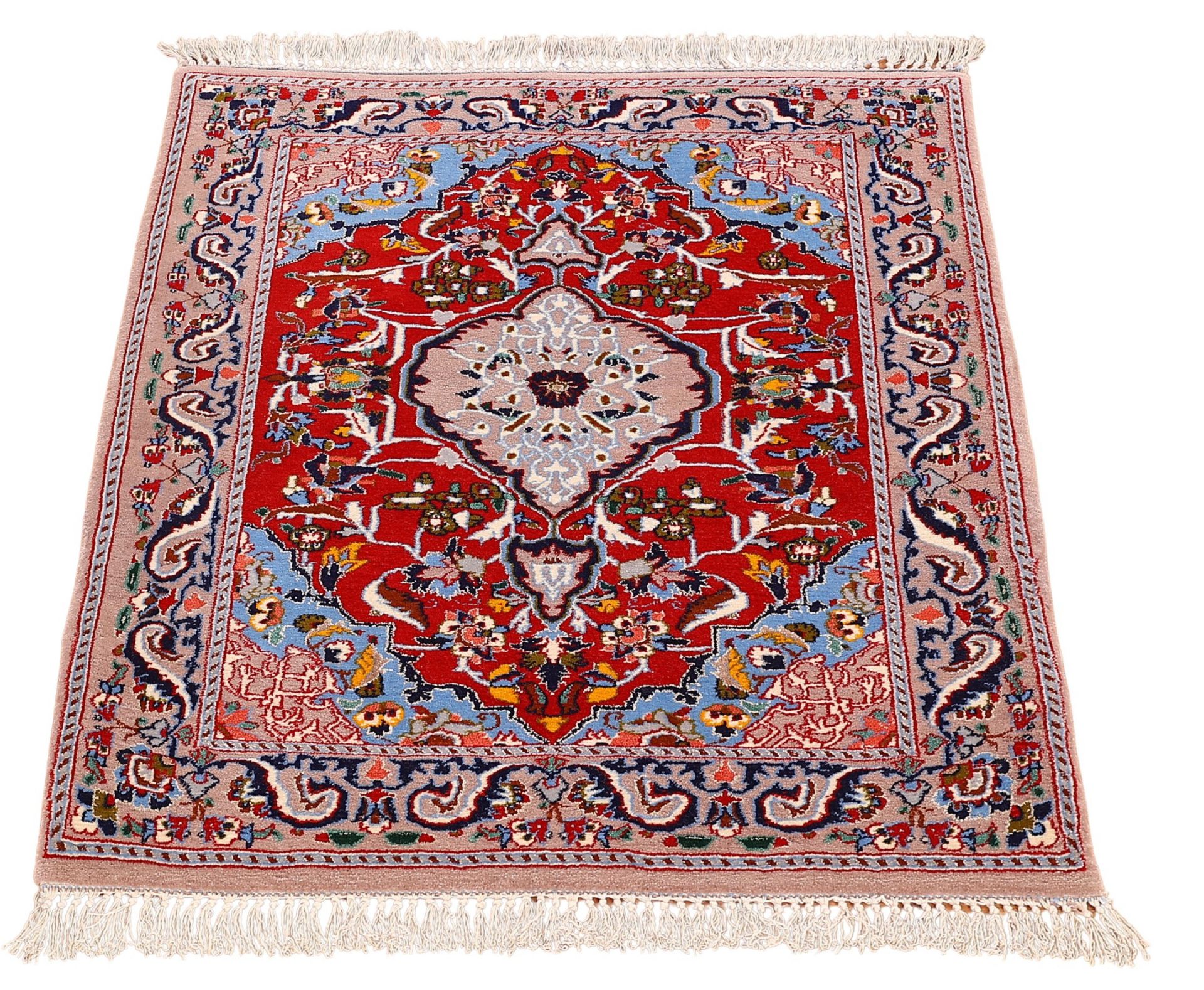 Alternative view of Wool & Silk Isfahan Persian Rug 67 × 82 cm, hand-knotted
