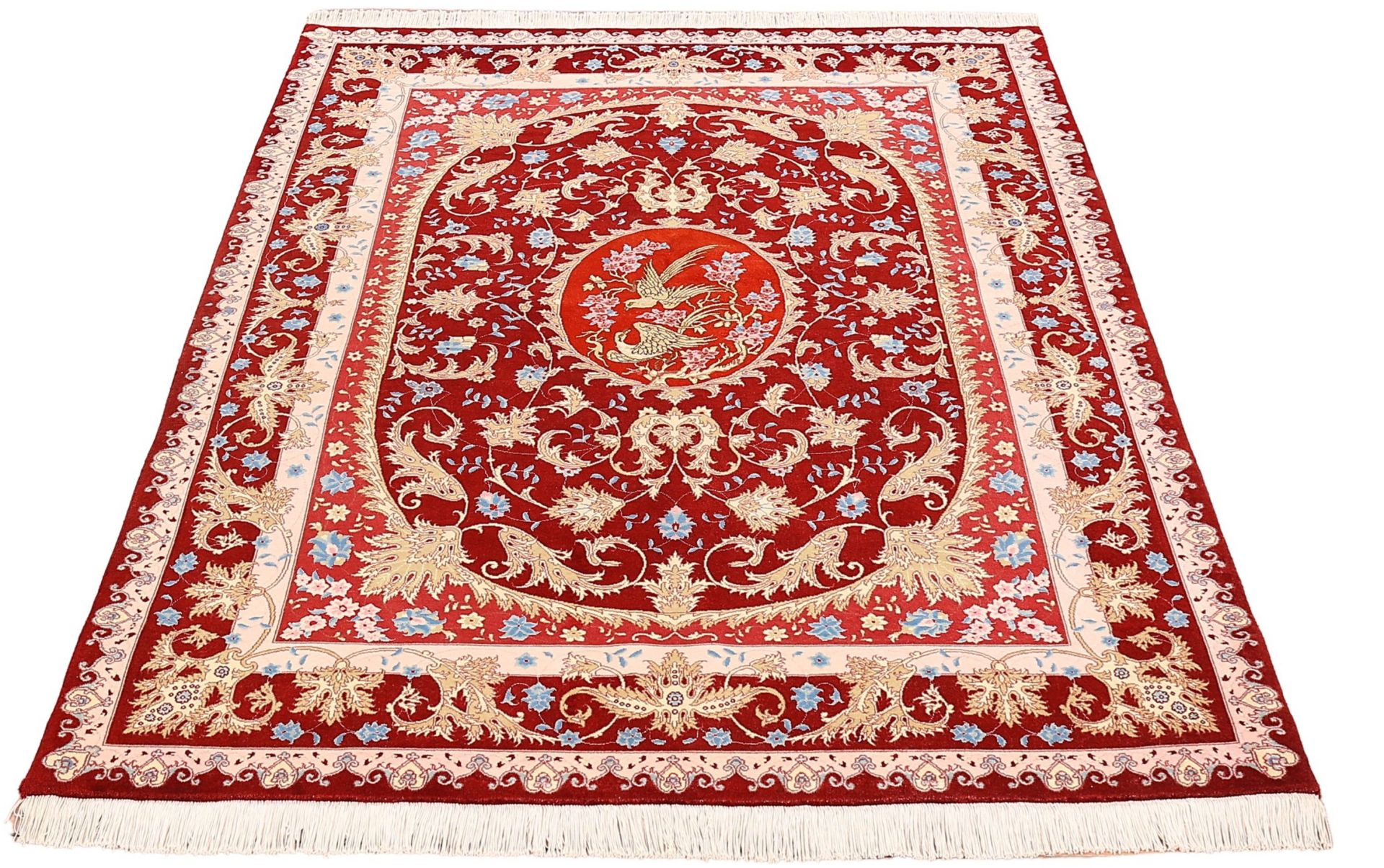 Alternative view of Wool & Silk Tabriz Persian Rug 156 × 208 cm, hand-knotted