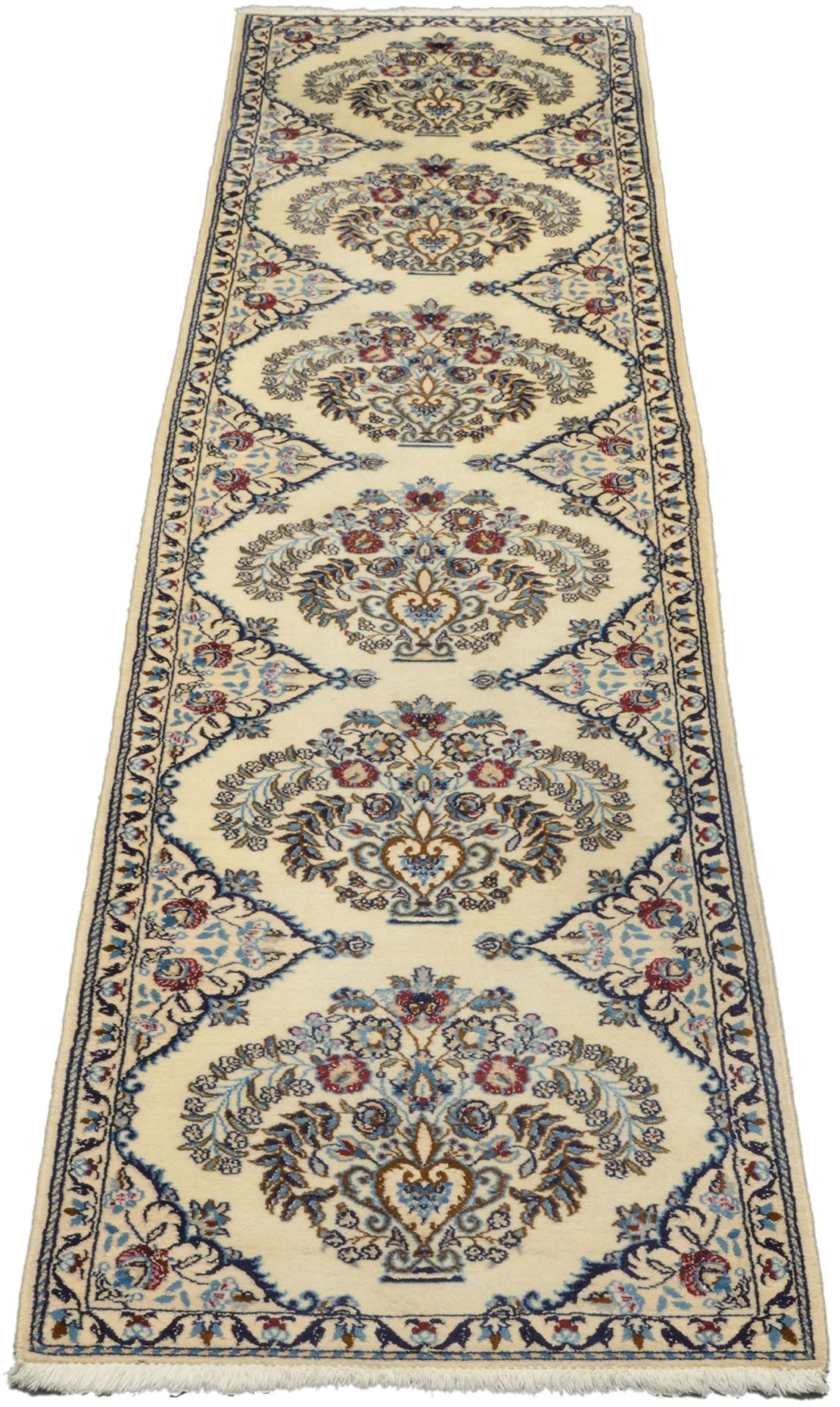 Alternative view of Wool & Silk Nain Persian Rug 67 × 300 cm, hand-knotted