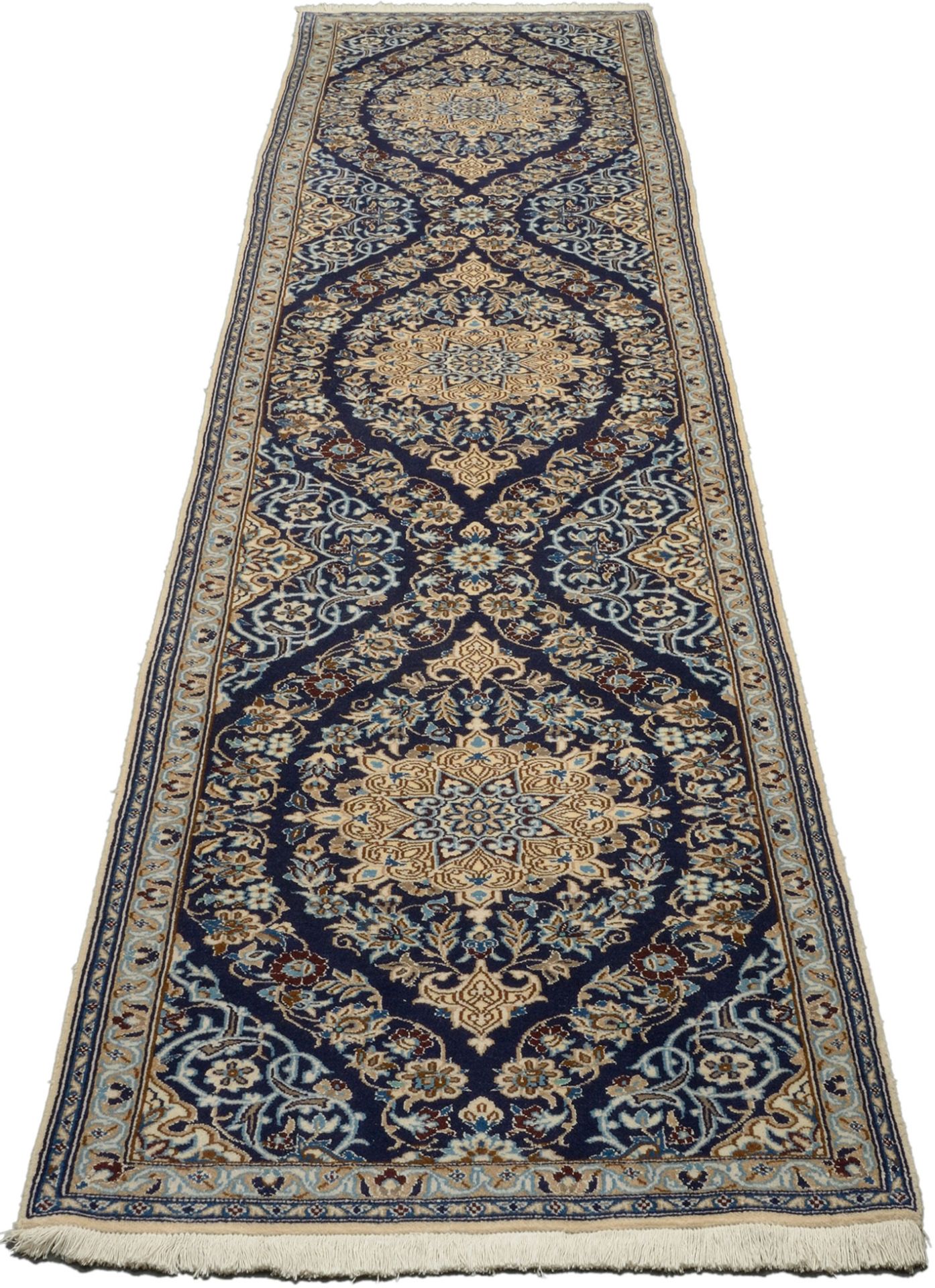 Alternative view of Hand-Knotted Nain Persian Rug, 96 × 390 cm, Wool & Silk